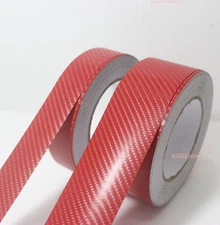 DIY - Adhesive Red 4D Texture Carbon Fiber Vinyl Tape Car Wrap Sticker Film - AB