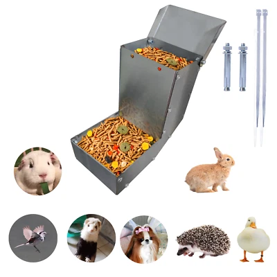 SOSOSHOOT Small Animal Stainless steel Outdoor Feeding Trough Feeder Pets Squirrel Rabbits