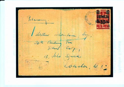 Stamps, Poland: Goznak. Fi 442b. Cover Lodz, Poland to London, UK. Error - Picture 4 of 5