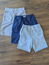 Lot of 3 Size 10 12 Athletic Cargo Boy Pull-on Navy Khaki Gray Shorts