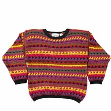 Vintage Silvercord Women M Sweater Long Sleeve Crew Neck Pullover Shoulder Pads