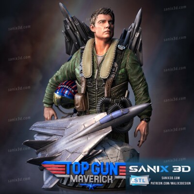 Maverick, Top Gun, 3D Druck, Displayfigur, Maßstab 1:10, FanArt