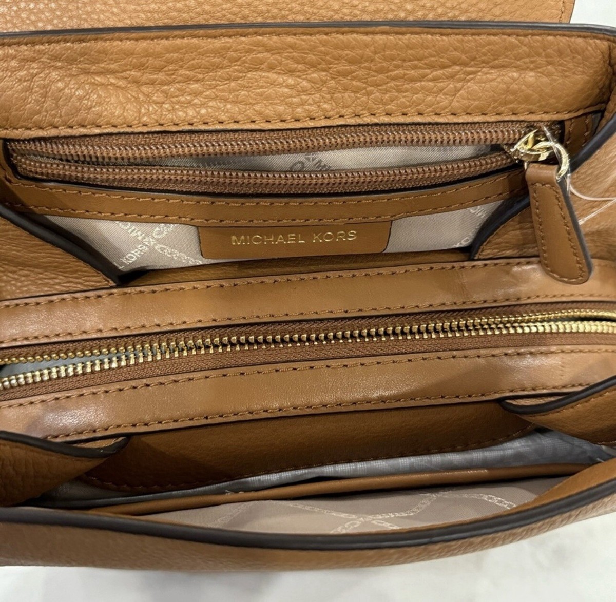 Michael Kors Tan Raven Pebbled Leather Backpack with Gold Hardwear Michael Kors Raven Small Leather Backpack In Pebbled Tan  main image 3
