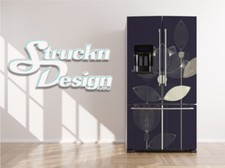 Abstract Dark Purple Lotus Flower Fridge Freezer Wrap Side Door Vinyl Decal