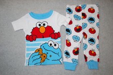 Baby Boys S/S Knit Pajamas Set ELMO  COOKIE MONSTER Sesame Street SIZE 9 MO