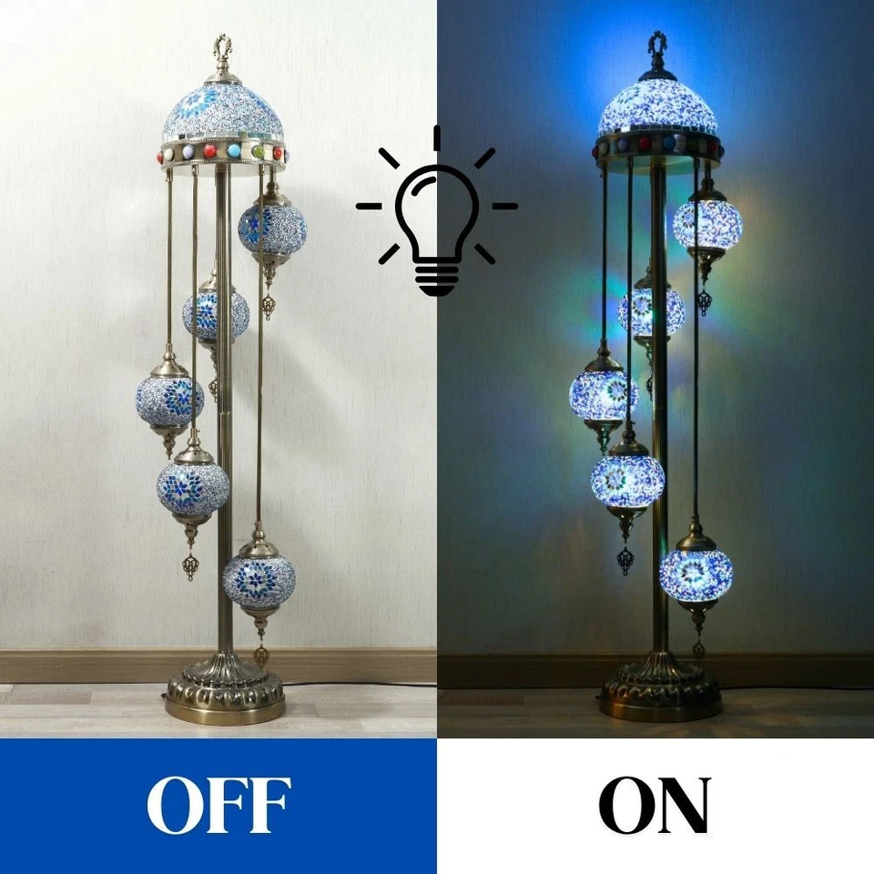 Turkish Floor Lamp with Upgraded Lampshade Mosaic Floor Lamp for Home Decor - Image 2 of 4