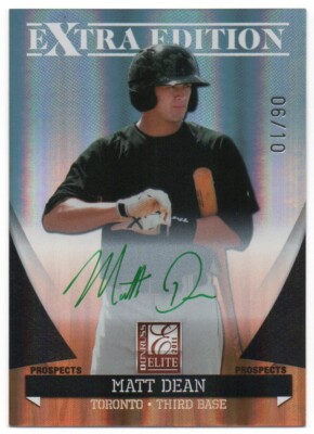 2011 Donruss Elite Extra Prospects Signature Green Ink P32 Matt Dean RC Auto /10