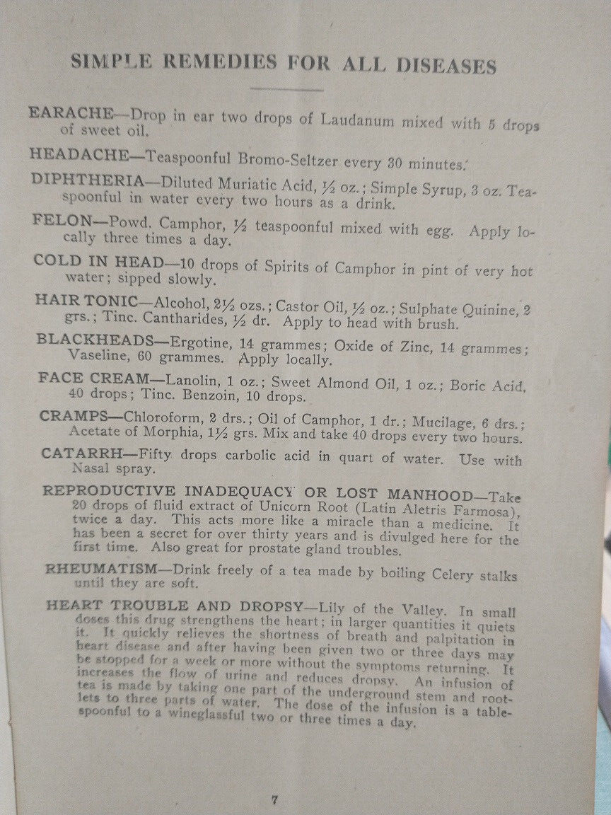 Quack Medicine Booklet 1913 Home Cyclopedia of Health by Ten