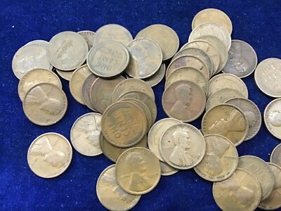 1918 Lincoln Wheat Cent Roll of 50 Coins Avg Circ G-F     E1274