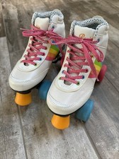 ROOKIE Rollerskates Forever Rainbow V2 White Quad Skates - Sz US 4 UK 3 EU 35.5