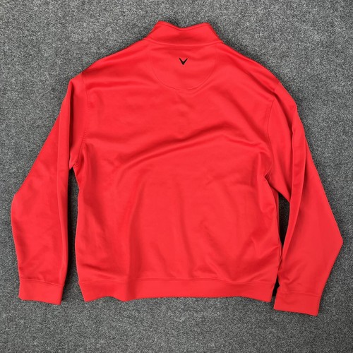 Callaway Mens Size XXL 1/2 Zip Red Mock Neck Sweater Pockets 3M Championship - Picture 10 of 11