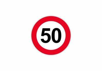 Sticker Signage Door Plate Speed Limit 50