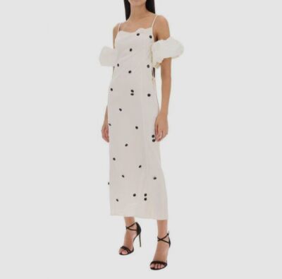 $1960 Jacquemus Women's Ivory Satin Dot La Robe Chouchou