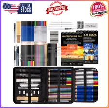 Art Supplies Drawing Pencils Set - 76 Pack Pro Sketching Kit with Sketchbook