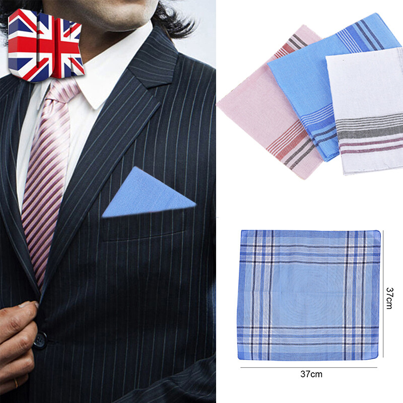 12Pcs Mens Handkerchiefs Gents Hankies Cotton Hankerchiefs Hanky Gift