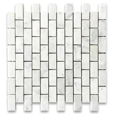 C63XH Carrara Marble 1x2 Subway Brick Mosaic Tile Honed Venato Carrera