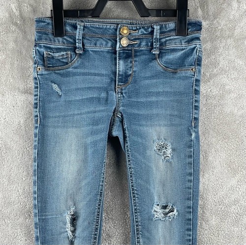 Mudd Girls Mid Rise Jean Legging Distressed Girls Size 8 - Picture 2 of 15