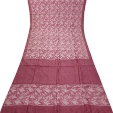 Namaste Vintage Pink Sarees 100 Pure Silk Floral Printed Sari 5YD Craft Fabric