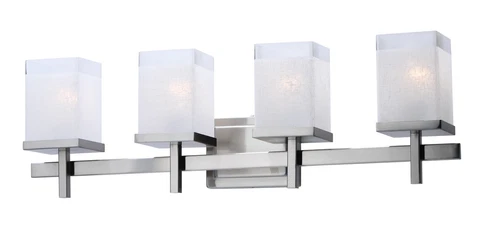 4-Light Maxim Lighting Tetra Modern Bathroom Vanity Lights Satin Nickel Fixtures - Picture 2 of 7