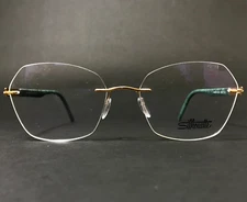 Silhouette Eyeglasses Frames 5535 KQ 3520 Green Gold Identity Titan 56-17-140