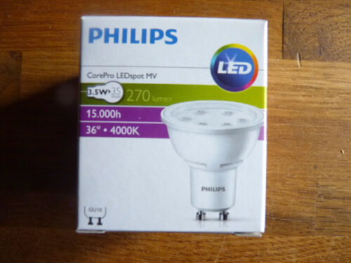 Philips LEDspot GU 10 3.5W/35W 4000K 270 Lumens MV 36 Degree - Picture 1 of 4