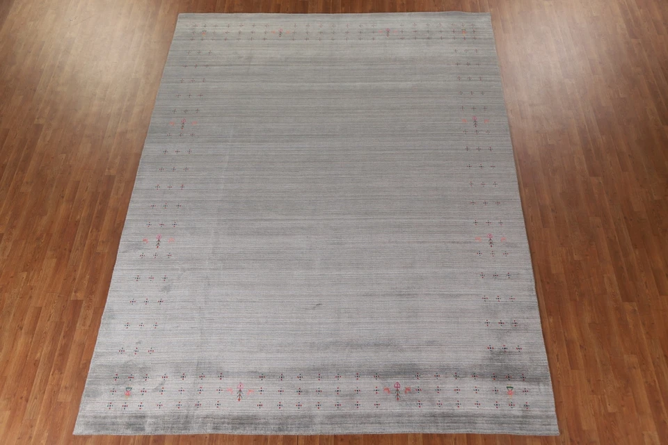 Living Room Area Rug 9x12 ft.Handmade Gray Gabbeh Oriental Wool Carpet - Image 2 of 4