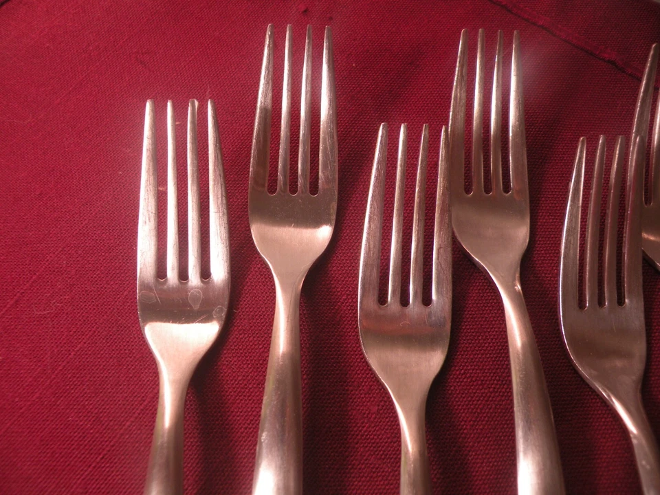 Set Of 7 Salad Forks GOURMET SETTINGS FRAME Satin Stainless 6 3/4" - Image 2 of 4