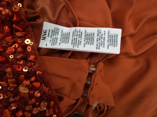 Mango T. S Naranja Larga Vestido bodycon Viscosa Sin mangas Lentejuelas - Imagen 5 de 5