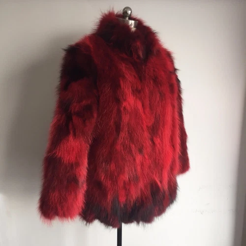 Abrigo de piel natural cálido 100 % real con cuello mandarín talla grande para mujer Foto 2 de 4