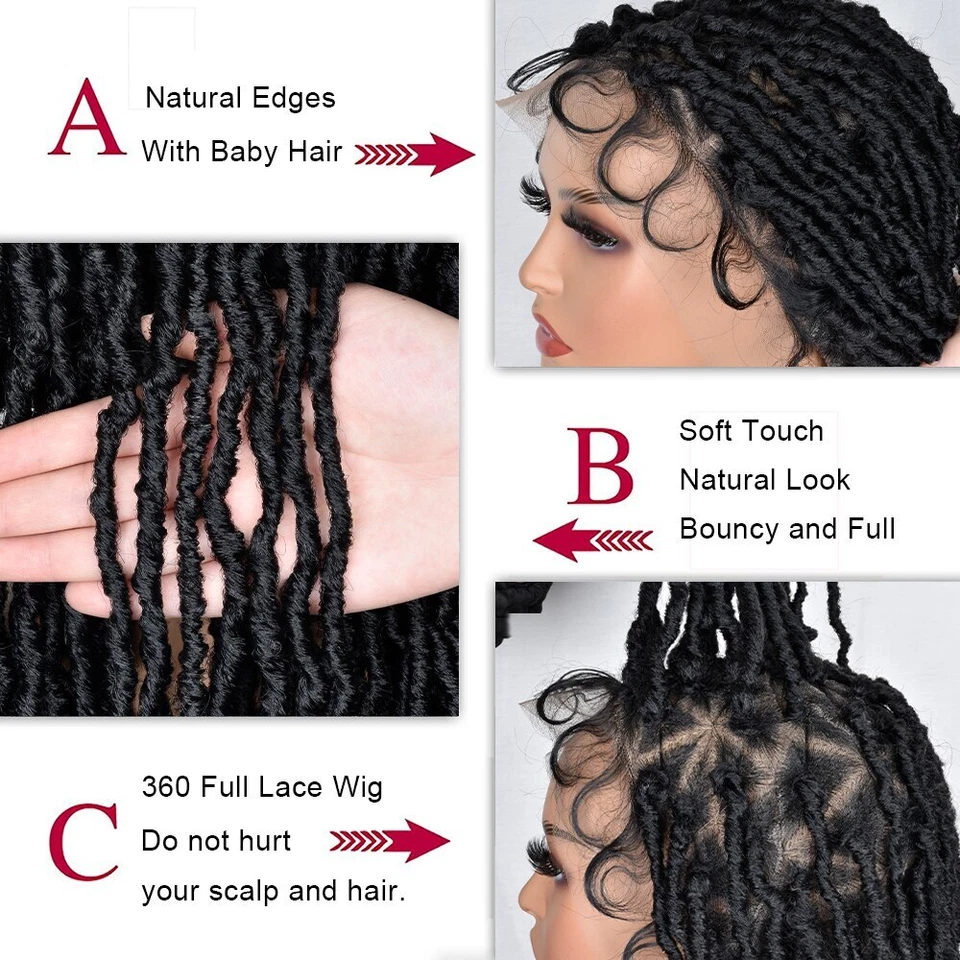 Synthetic Full Lace Braided Wigs Black Women 40 Inch Long Curly Wavy Soft - Image 4 of 4