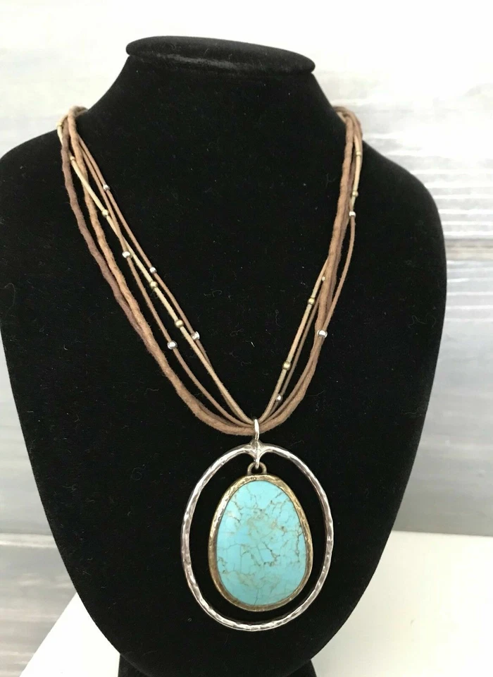 Silpada Pendant Howlite Necklace N1804 Leather Turquoise Sterling Silver 925 - Image 4 of 4