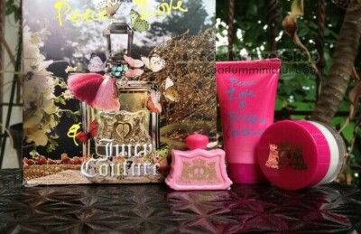 Peace Love Juicy Couture  3 PC Set  .17 oz Mini & .5 oz Body Cream & Shower Gel 