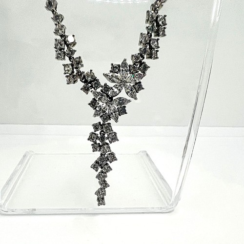 925er Silber Collier mit königlicher florale Zirkonia luxuriös - Bild 5 von 7