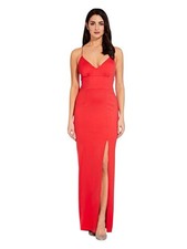 NWT Adrianna Papell Lola Jersey Gown Red V-Neck High Slit Formal Dress Size 12