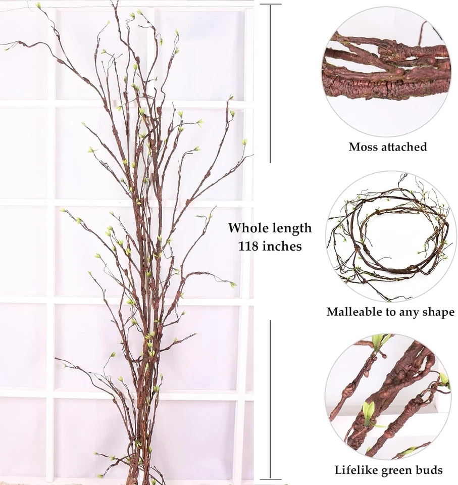 118-дюймовые податливые ветви искусственных деревьев веточки сгибаемые лозы ротанг вишня... - Изображение 3 из 4