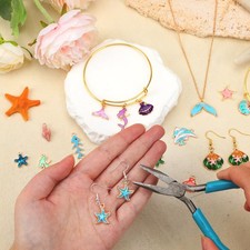 40Pcs/20 Pairs Ocean Theme Charm, Beach Sea Charms for Necklace Earring Bracelet