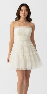 #155 Francesca's  The Limelight  Short Tulle Strapless Dress, , Size  S
