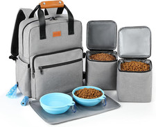 25L Dog Travel Bag Set Airline Approved Pet Food Storage Bowls Mat Backpack