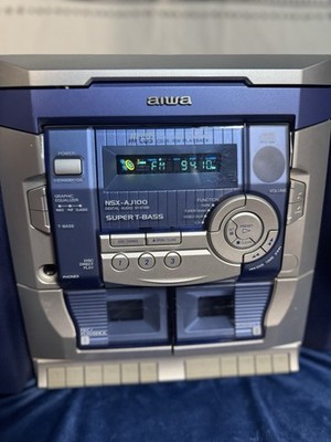 Aiwa NSX-AJ100 Audio System 3 CD/Radio/AUX/Dual Cassette Player W