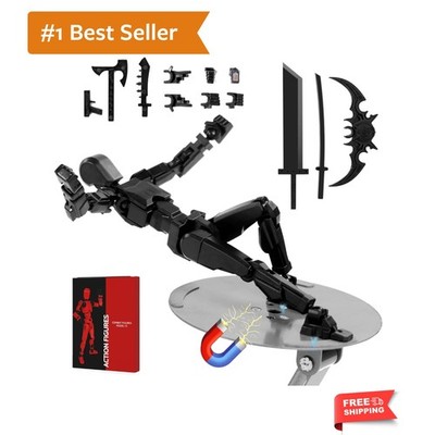 Magnetic Black Robot Action Figure Set - Multi-Jointed & Gift Boxed Elegance
