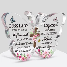 Barydat Acrylic Boss Lady Gifts for Women Inspirational Quotes Office Gifts for