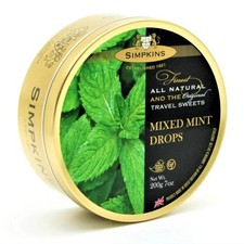 Simpkins Mixed Mint Drops 6x200g Travel Sweets Tin