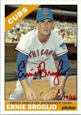 2015 Topps Heritage ERNIE BROGLIO Chicago Cubs RED INK AUTO 17/66