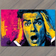 Art Print Pop Art Man Shocked Bright Colors Retro Comic Expression Surprised Fac