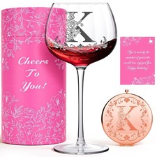 Personalized Wine Glass Gifts for Women, Custom A Z Initial Wine Glasses,
