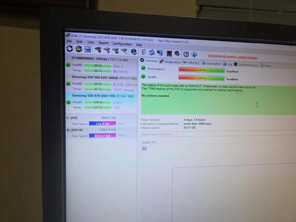 Samsung 870 QVO 1TB SATA III 2,5" Interne SSD MZ-77Q1T0B/AM 13 Stunden