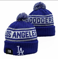 New Era LA Dodgers Beanie - Blue & White with Pom-Pom, LA Logo