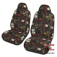 Floral Car Seat Cover Retro Daisy Seat Cushion Auto Bucket Seat Brown Floral