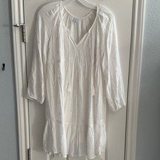 Old Navy White Embroidered Boho Mini Tiered Dress XS Boho Fairycore Coastal Airy