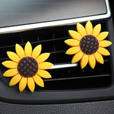 2 Pieces Sunflower Air Vent Clips Flower Car Accessories Cute Car Air Freshener